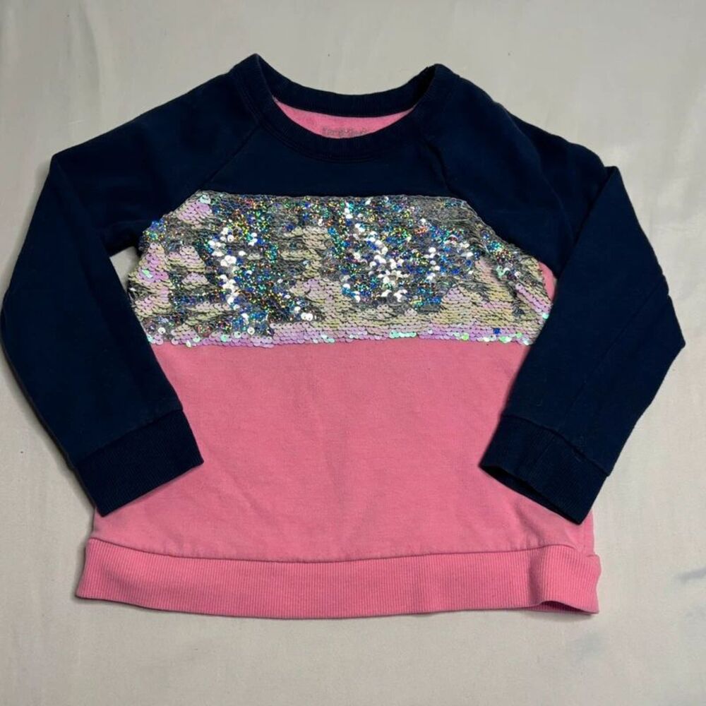 Cat & Jack Girls Navy Pink Reversible Sequin Sweatshirt Size 5
